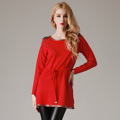 明暗線 2013春款針織衫 女款歐美風系腰帶長袖中長款羊毛打底衫 - 服飾 - 杭州19樓