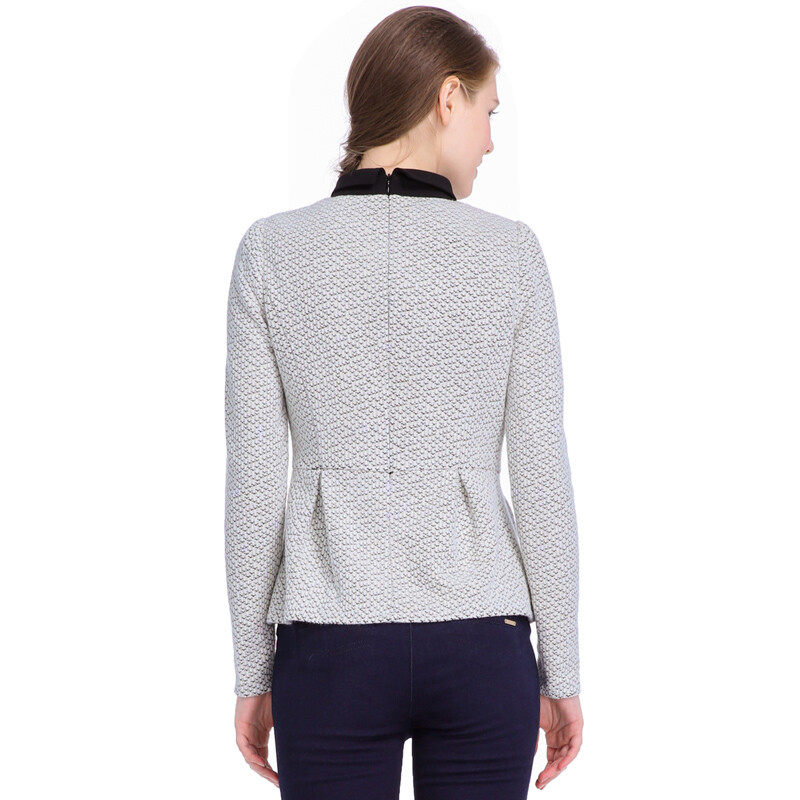 歌莉婭(GOELIA)新撞色翻領毛針織衫 米白色 XS 148E0E340W01XS